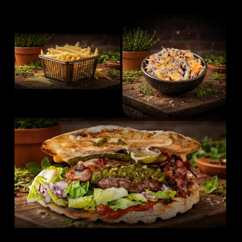 JALAPENO burger z frytkami i colesławem